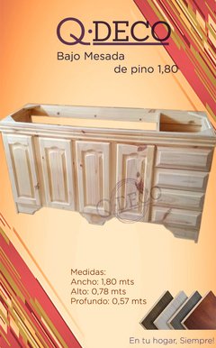 bajo mesada de madera de pino