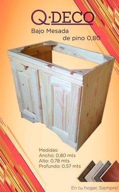 bajo mesada de madera de pino