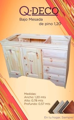 bajo mesada de pino de 1.20