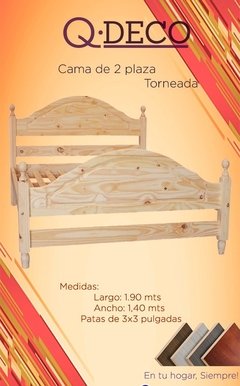 cama de 2 plazas y media de pino