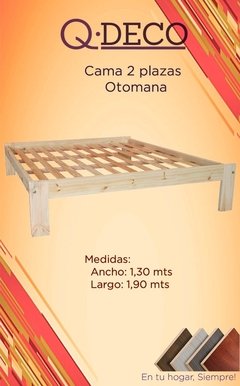 cama de 2 plazas de pino otomana