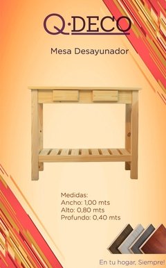 desayunador mesa quesera 1.00 de pino