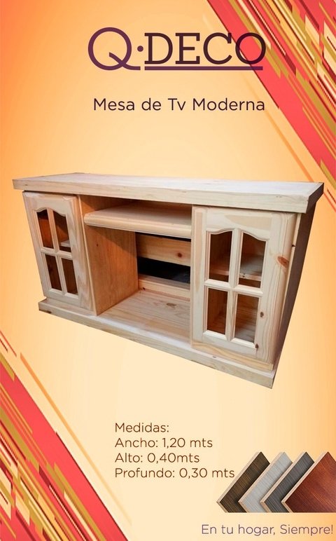 Mesa LED Tv Moderna de Pino