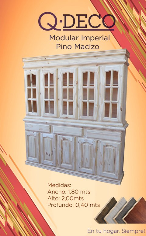 Modular De pino 1.80 Mts Cristalero Imperial