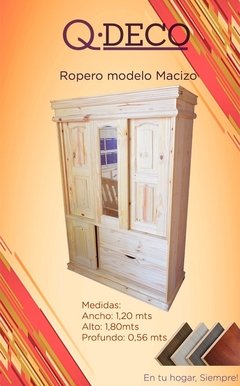 ropero de madera de pino 1.20 corredizo