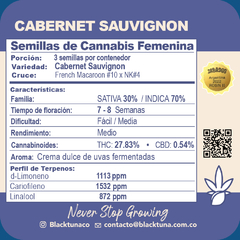 Fotoperiodica Cabernet Sauvignon x 3 semillas Black Tuna - comprar online