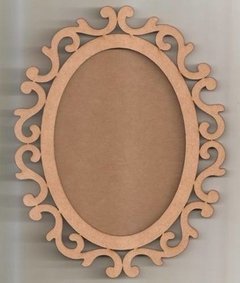 Moldura Espelho Oval Arabesco 31cm Com Fundo - Pintado