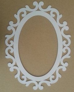 Moldura Espelho Oval Arabesco 78cm Com Fundo - Pintado