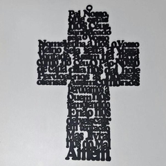 Painel Cruz Oração Pai Nosso 45x60cm Pintado