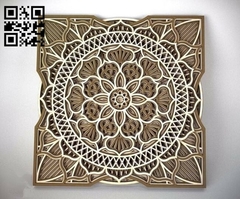 Mandala Quadrada Flores 40cm 8 Camadas 3D - comprar online