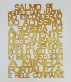Painel Oração 80x100cm Salmo 91 - Pintado - Atelier da Madeira