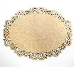 Placa Oval Arabesco Aberto 23x30cm MDF 3mm