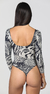 Black Leaf Print Double 3/4 Sleeve Swimsuit - buy online