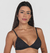 Top de Bikini de Triángulo Acanalado Negro