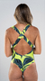 Neon Green Print X Swimsuit - Aleccra