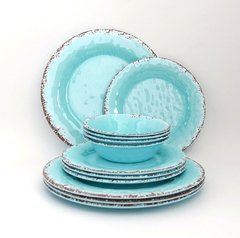 Linea Antique. Set de vajilla aqua Melamina (12 piezas)