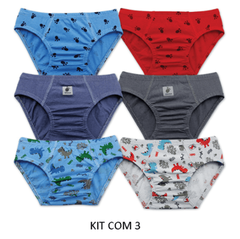 Kit 3 Cuecas Algodão Infantil Estampada Vene - comprar online