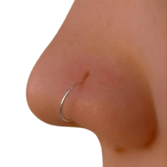 Kit com 10 Piercings de argola para nariz lisa 9mm sem fecho - Prata 925 - comprar online