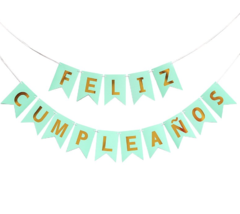 Banderin Feliz Cumpleaños letra dorada (Varios colores)