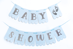Banderín Baby Shower c/letra plateada (Varios colores) en internet