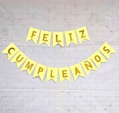 Banderin Feliz Cumpleaños letra dorada (Varios colores) - comprar online