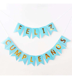 Banderin Feliz Cumpleaños letra dorada (Varios colores) - comprar online