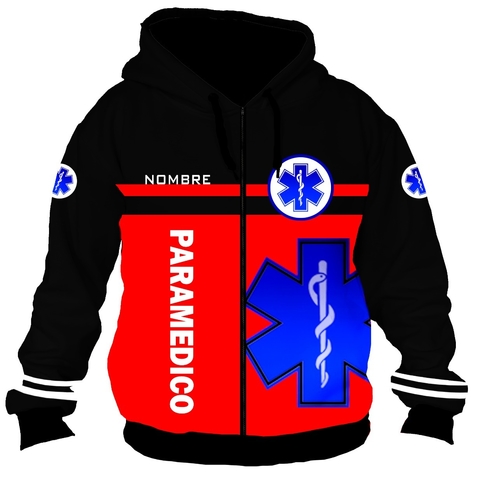 Campera CZT-0662B - Emergencias Medicas 2 (Paramedicos) Roja y Negra
