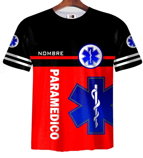 Remera ZT-0662B - Emergencias Medicas 2 (Paramedicos) Rojo y Negro