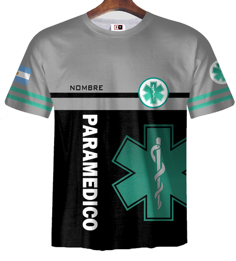 Remera ZT-0662E - Emergencias Medicas 2 (Paramedicos) Gris y Negra