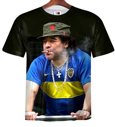 Remera ZT-0704 - Maradona con Gorra Fidel Castro