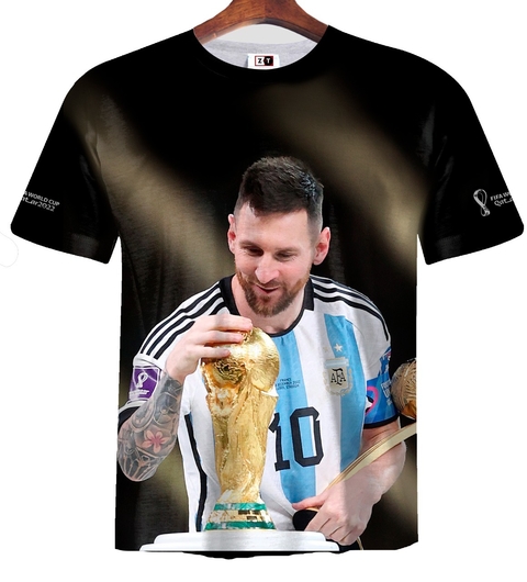 Remera ZT-1118 - Messi Acariciando la Copa del Mundo