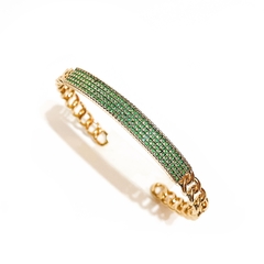 Bracelete com zirconias esmeralda em ouro 18kl