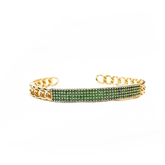 Bracelete com zirconias esmeralda em ouro 18kl - comprar online