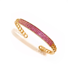 Bracelete com zirconias pink em ouro 18kl