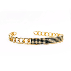 Bracelete com zirconias preta em ouro 18kl - comprar online