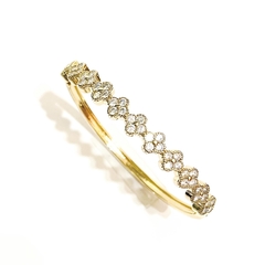 Bracelete trevos com zirconia cristal em ouro 18kl