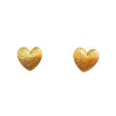 Brinco de coração texturizado dourado