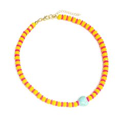 Choker de cristais e rondele pink e amarelo - comprar online