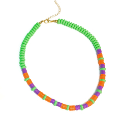 Choker de cristais e rondeles coloridas com verde - comprar online