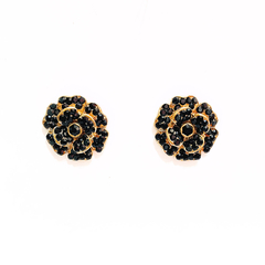 Conjunto de anel e brinco de flor preto - comprar online