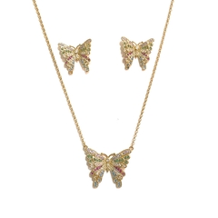 Conjunto de borboleta cravejada com zirconias coloridas 2 - comprar online