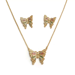 Conjunto de borboleta cravejada com zirconias coloridas 2 - comprar online