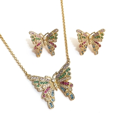 Conjunto de borboleta cravejada com zirconias coloridas 2