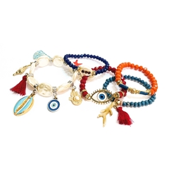 Mix de pulseiras coloridas com pérolas - comprar online