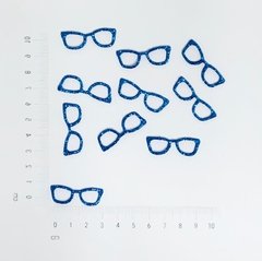 Oculos Quadrado M EVA Azul escuro Glitter