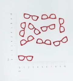 Oculos Quadrado M EVA vermelho Glitter