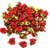 Flor Rococó Vermelha com Folha Pacote com 50 Pçs - comprar online