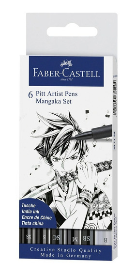 Marcadores Faber Castell Pitt Artist Pen MANGAKA SET x6
