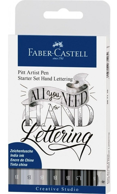 Marcadores Faber Castell Pitt Artist Pens Hand Lettering Starter Set x8