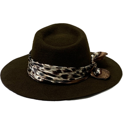 Image of Sombrero Australiano Fieltro Pañuelo Leopardo